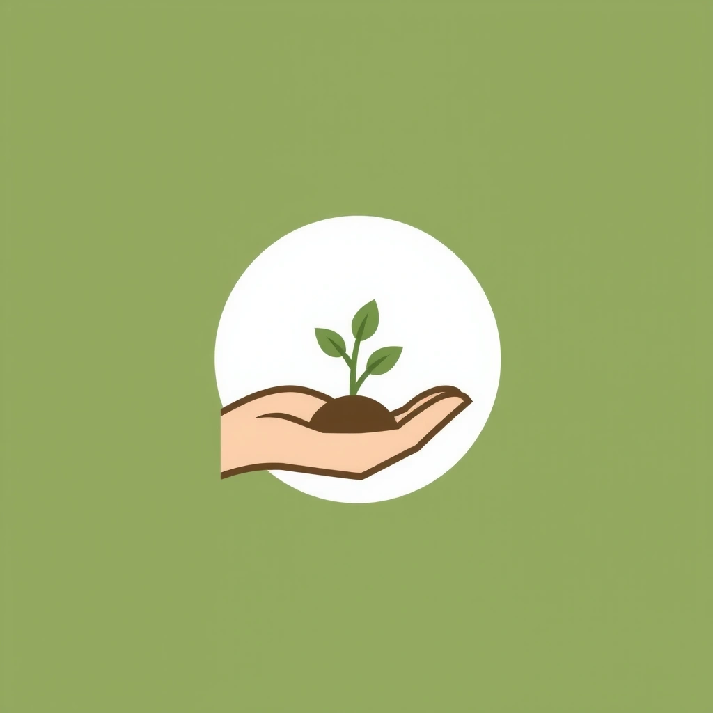 Hand holding a plant sprout icon