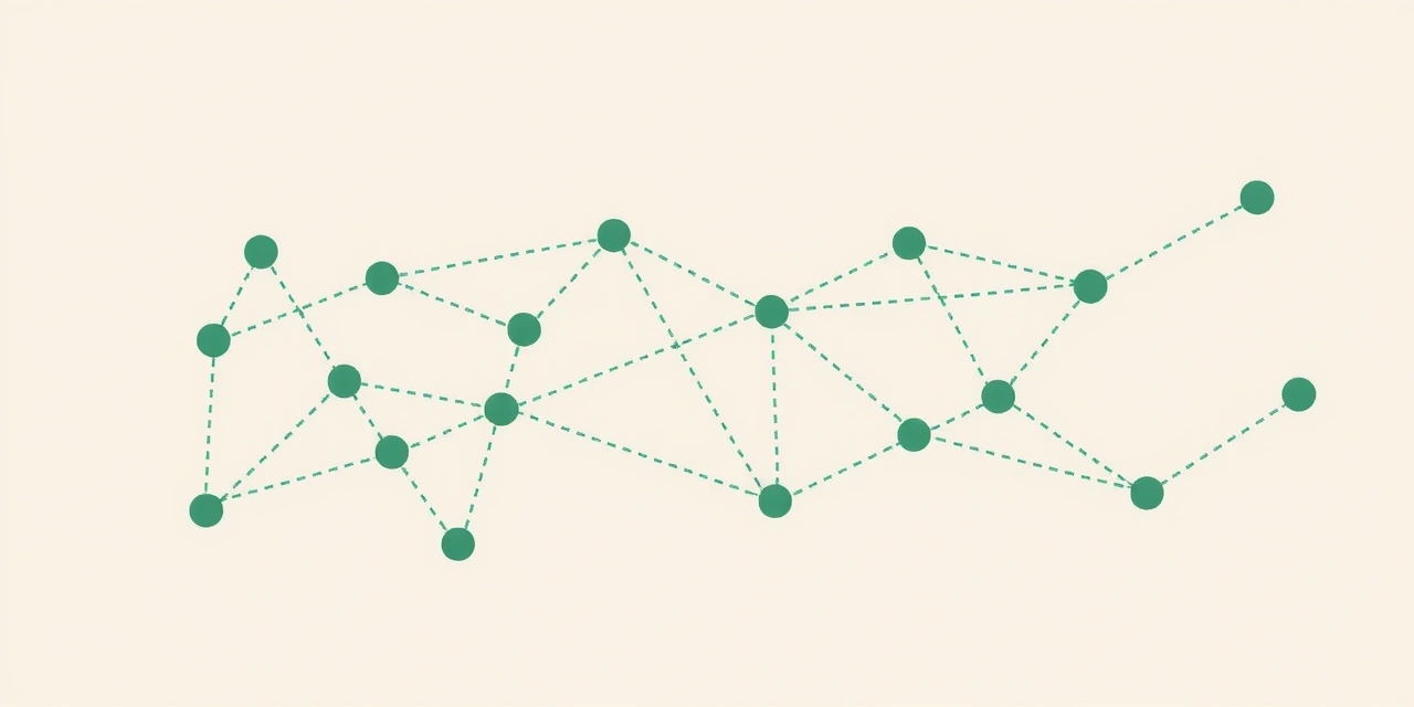 Abstract illustration of interconnected lines and dots, symbolizing communication and global connection.